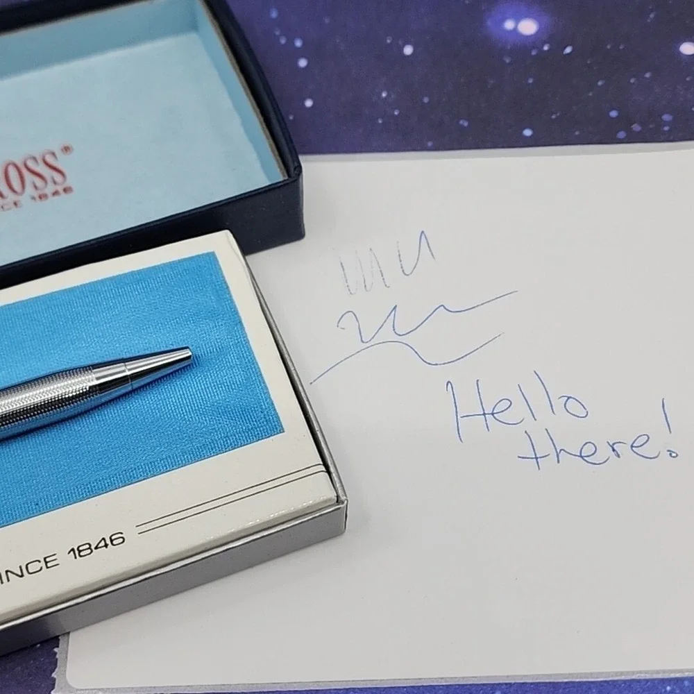 CROSS Authentic Chrome Ball Pen In Box #3502 Excellent Condition Tested!